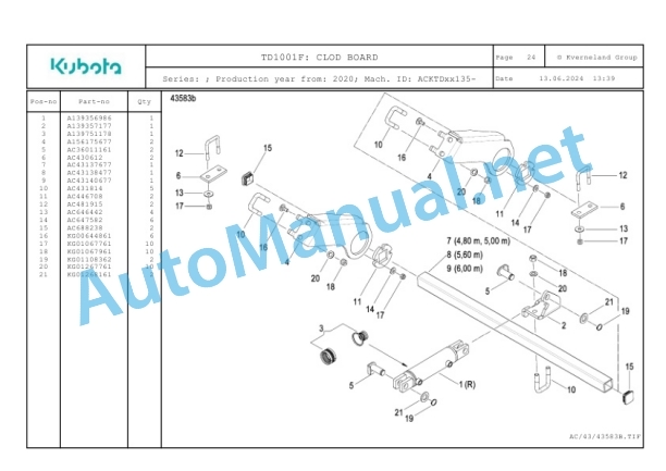 Kubota TD1001F Parts Manual PDF-2