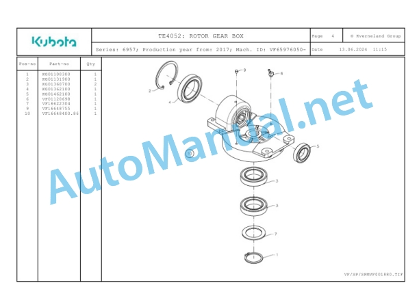 Kubota TE4052 Parts Manual PDF-2