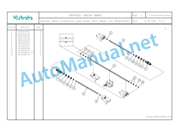 Kubota TE4052T Parts Manual PDF-2