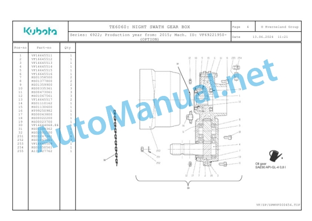 Kubota TE6060 Parts Manual PDF-2