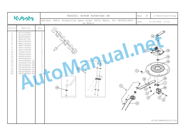 Kubota TE6060 Parts Manual PDF-5