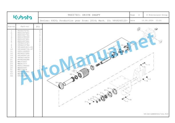 Kubota TE6576C Parts Manual PDF-2