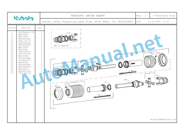 Kubota TE6583T Parts Manual PDF-2