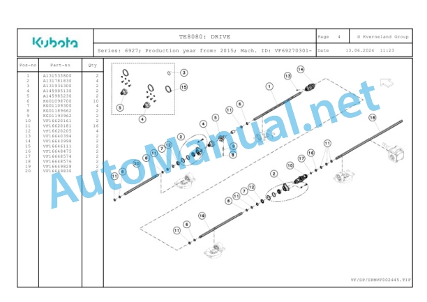 Kubota TE8080 Parts Manual PDF-2