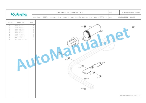 Kubota TE8080 Parts Manual PDF-5