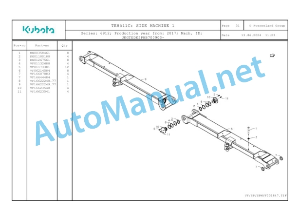 Kubota TE8511C Parts Manual PDF-4