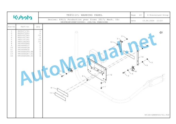 Kubota TE8511C Parts Manual PDF-5