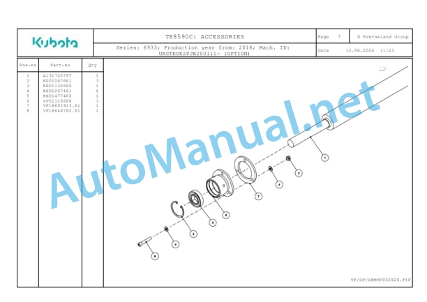 Kubota TE8590C Parts Manual PDF-2