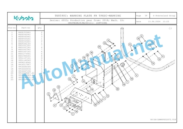 Kubota TE8590C Parts Manual PDF-5