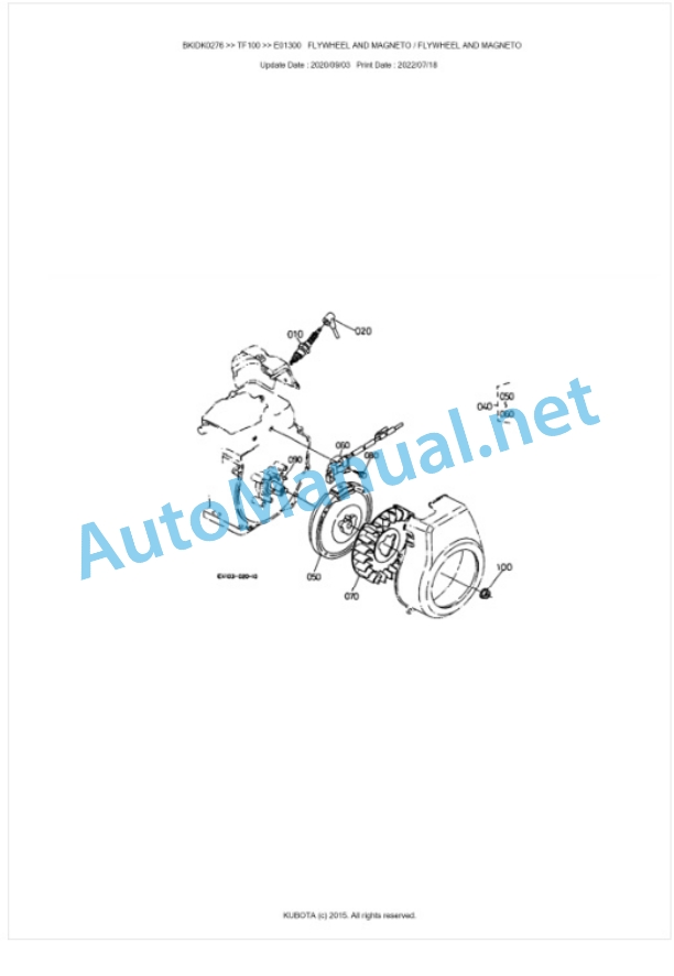 Kubota TF100 Parts Manual PDF BKIDK0267-3