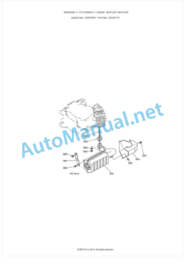 Kubota TF15-FRANCE Parts Manual PDF BKIDK0450-2