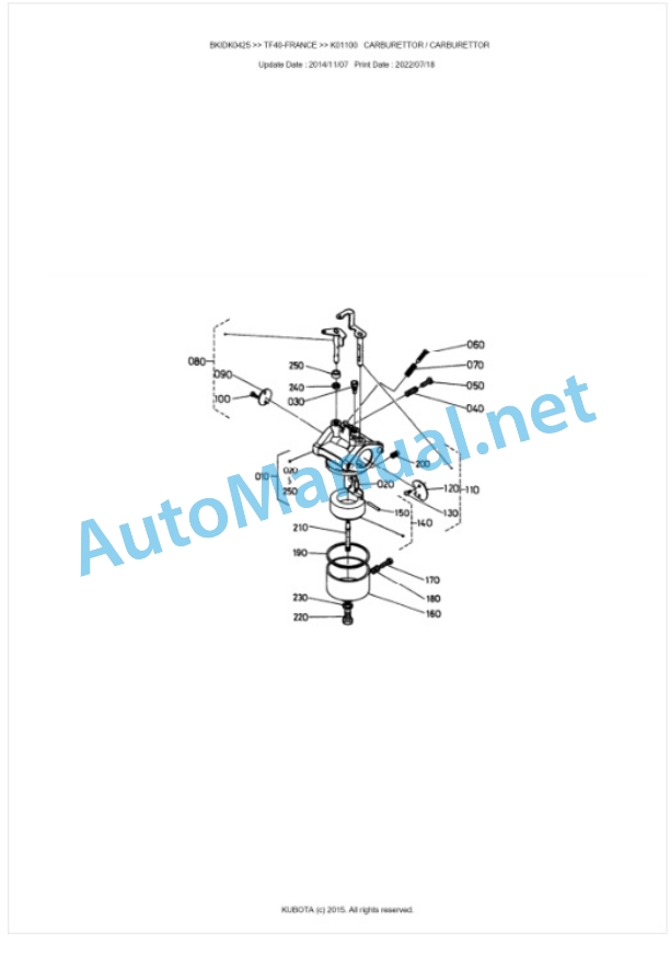 Kubota TF40-FRANCE Parts Manual PDF BKIDK0425-3