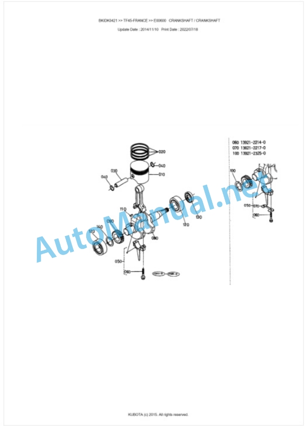 Kubota TF45-FRANCE Parts Manual PDF BKIDK0421-2