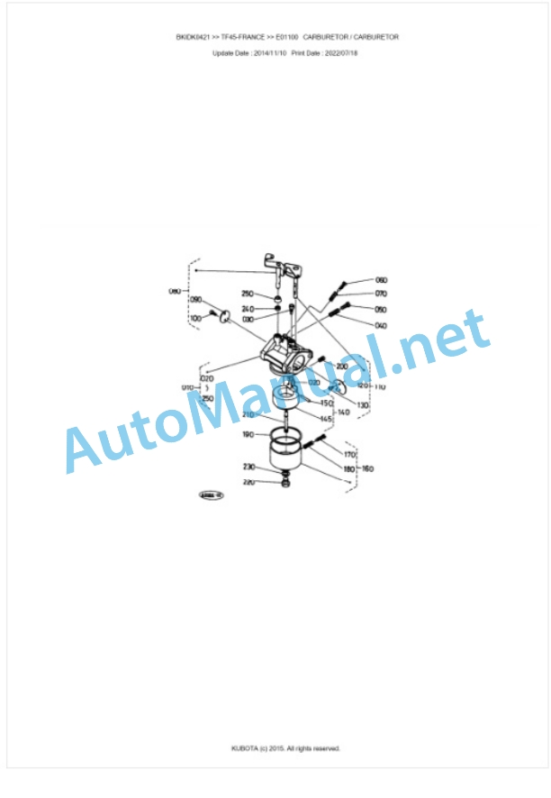 Kubota TF45-FRANCE Parts Manual PDF BKIDK0421-3