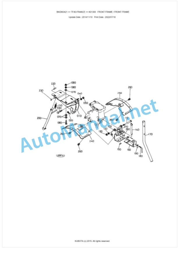 Kubota TF45-FRANCE Parts Manual PDF BKIDK0421-5