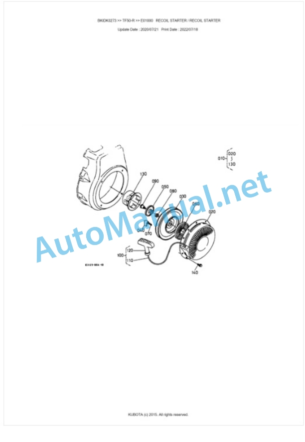 Kubota TF50-R Parts Manual PDF BKIDK0273-3