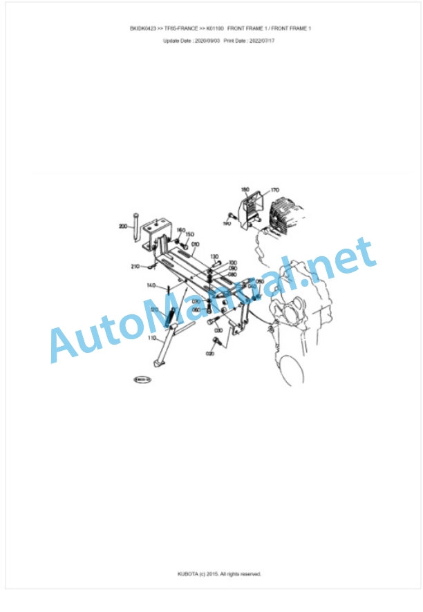 Kubota TF65-FRANCE Parts Manual PDF BKIDK0423-5