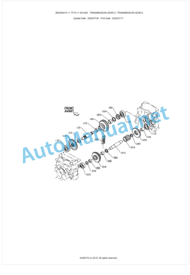 Kubota TF70 Parts Manual PDF BKIDK0415-4