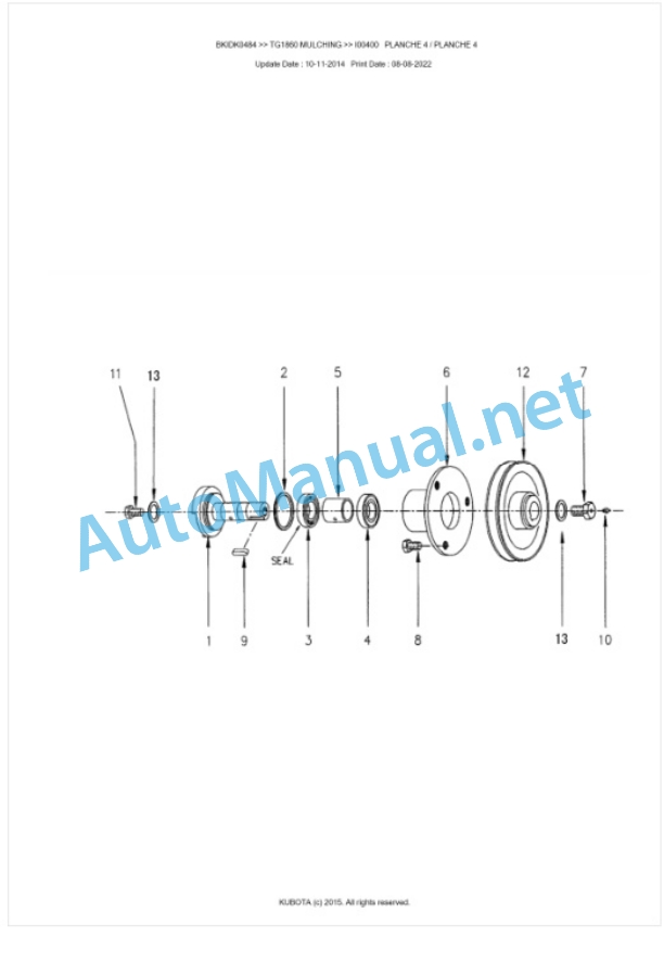 Kubota TG1860 MULCHING Parts Manual PDF BKIDK0484-3