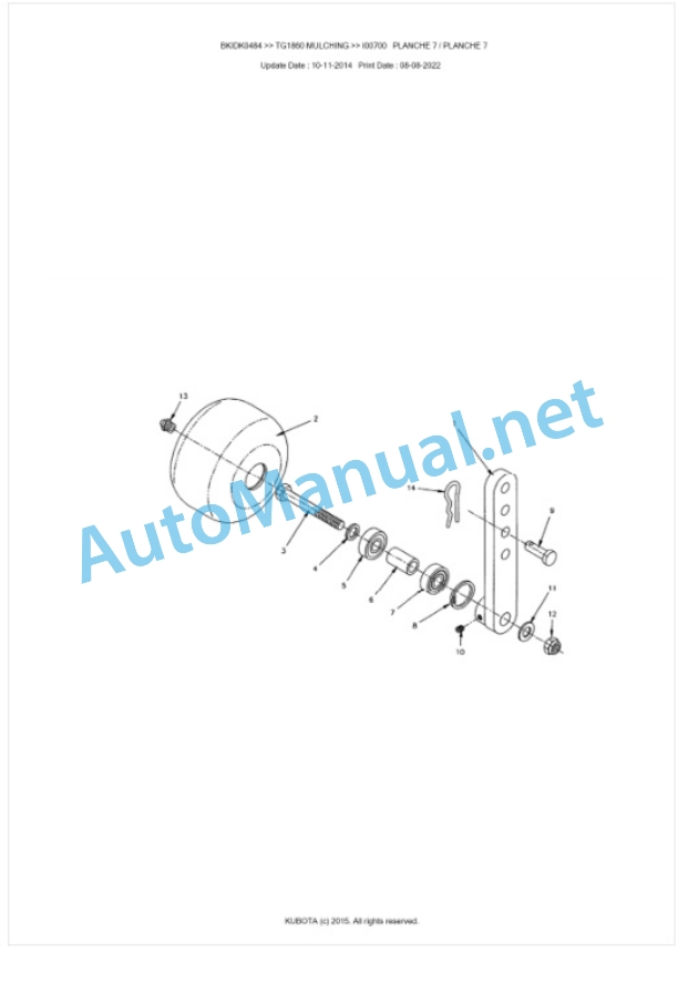 Kubota TG1860 MULCHING Parts Manual PDF BKIDK0484-5