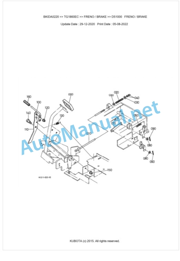 Kubota TG1860EC Parts Manual PDF BKIDA0220-5