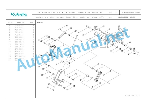 Kubota TH1300P, TH1360P, TH1400P Parts Manual PDF-2