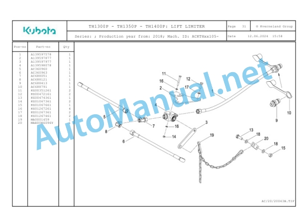 Kubota TH1300P, TH1360P, TH1400P Parts Manual PDF-5