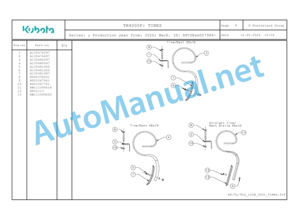 Kubota TH4000F Parts Manual PDF-3