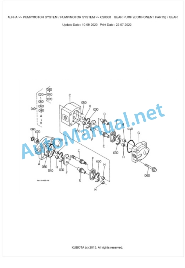 Kubota U-10ALPHA Parts Manual PDF BKIDA0191-3