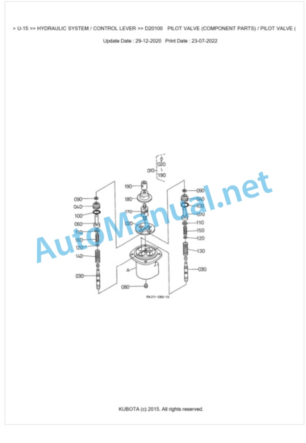 Kubota U-15 Parts Manual PDF BKIDA0215-4