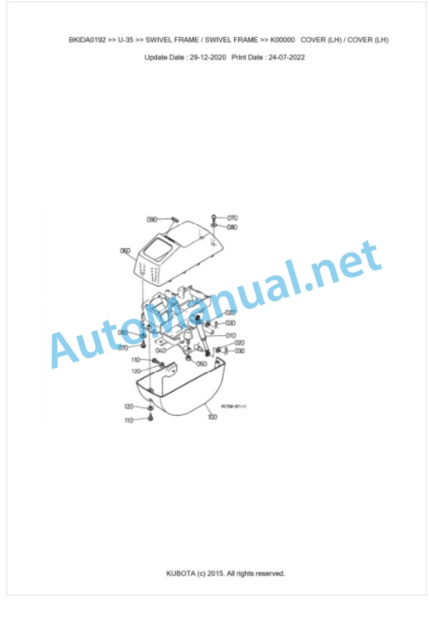 Kubota U-35 Parts Manual PDF BKIDA0192-5