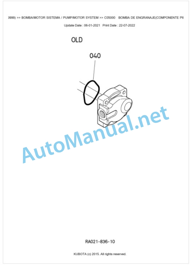 Kubota U10-3 Parts Manual PDF BKIDA0272-3