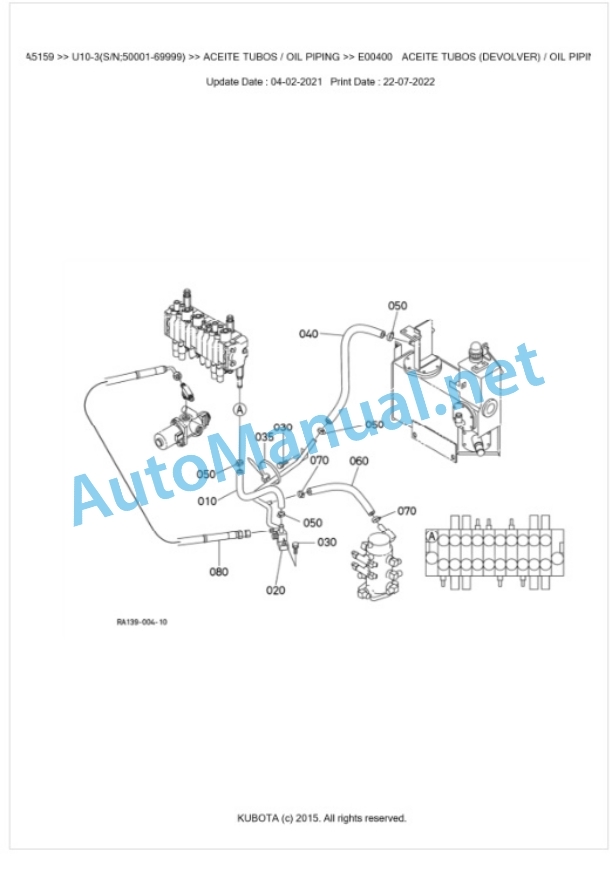 Kubota U10-3 Parts Manual PDF BKIDA5159-4