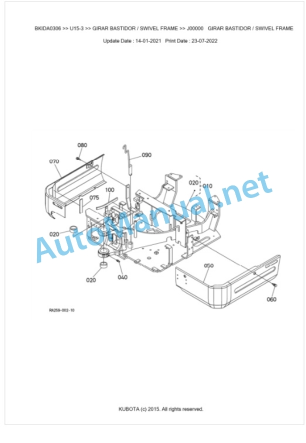 Kubota U15-3 Parts Manual PDF BKIDA0306-5