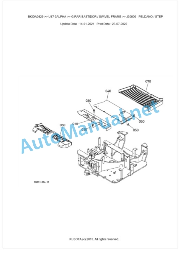 Kubota U17-3a Parts Manual PDF BKIDA0429-5