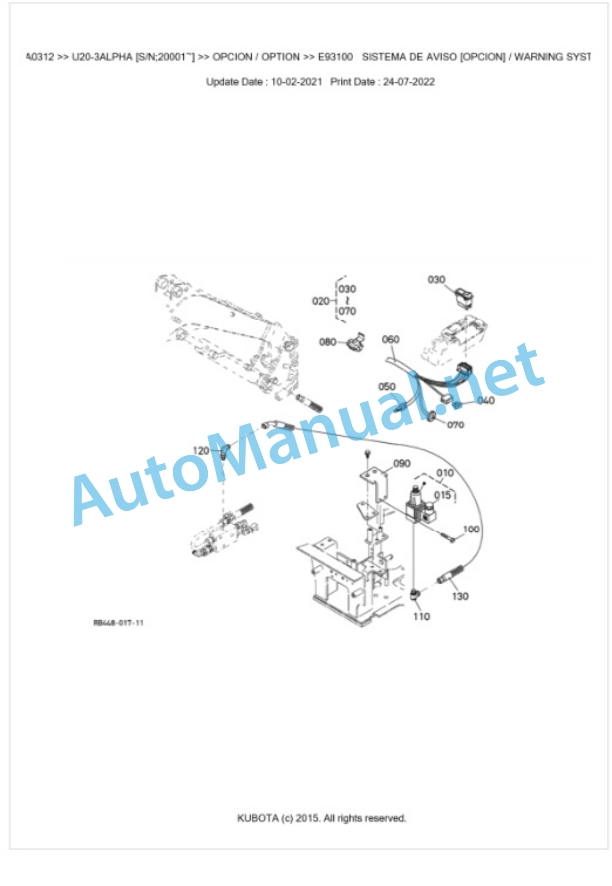 Kubota U20-3a Parts Manual PDF BKIDA0312-4