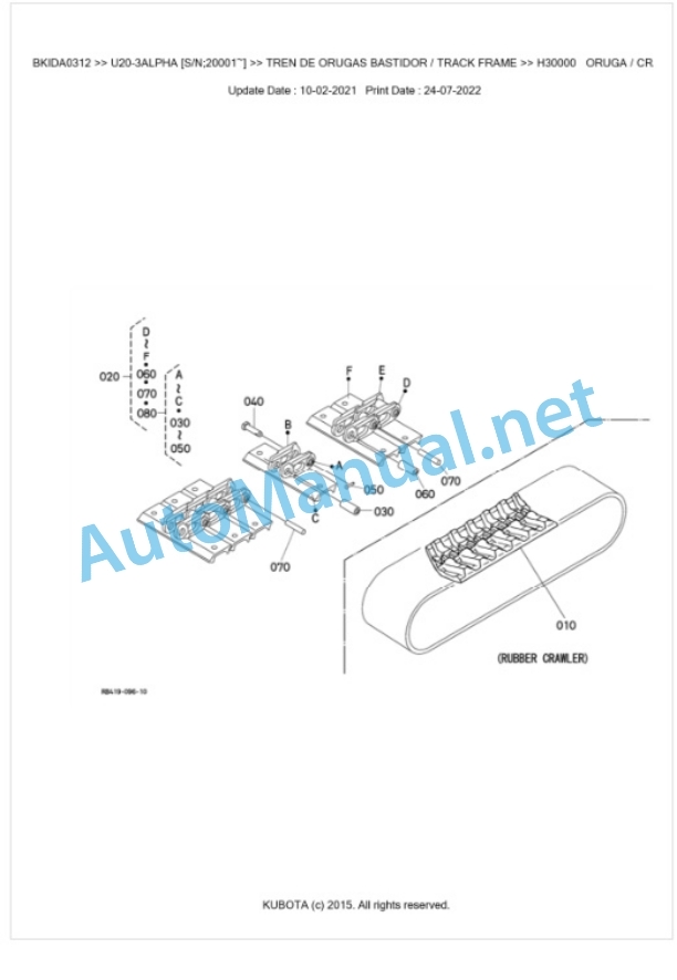 Kubota U20-3a Parts Manual PDF BKIDA0312-5