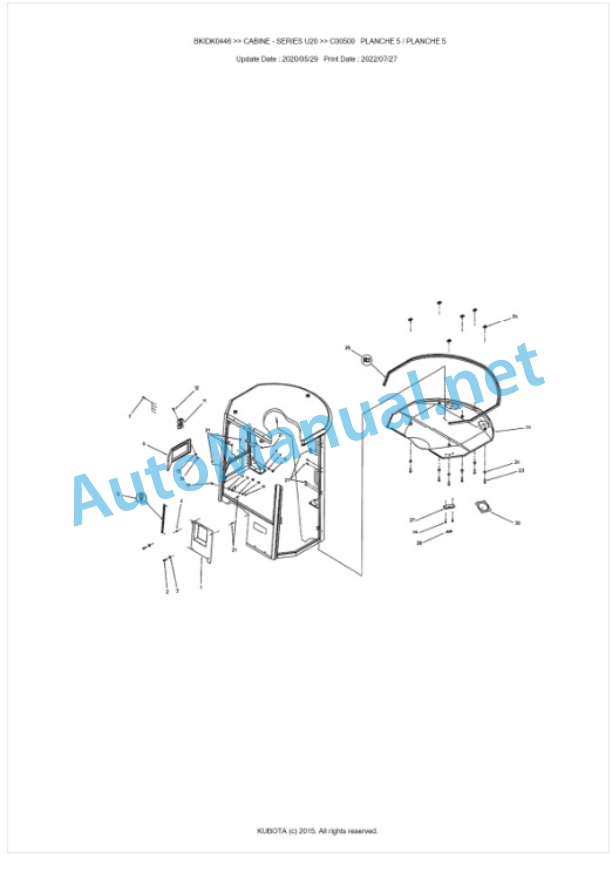 Kubota U20 Series CABINE Parts Manual PDF BIKDK0446-4