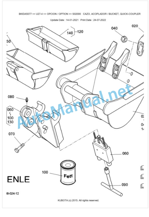 Kubota U27-4 Parts Manual PDF BKIDA5077-5