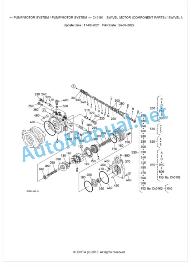 Kubota U30-6 Parts Manual PDF BKIDA5181-3