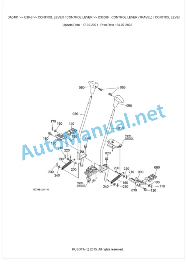 Kubota U30-6 Parts Manual PDF BKIDA5181-4