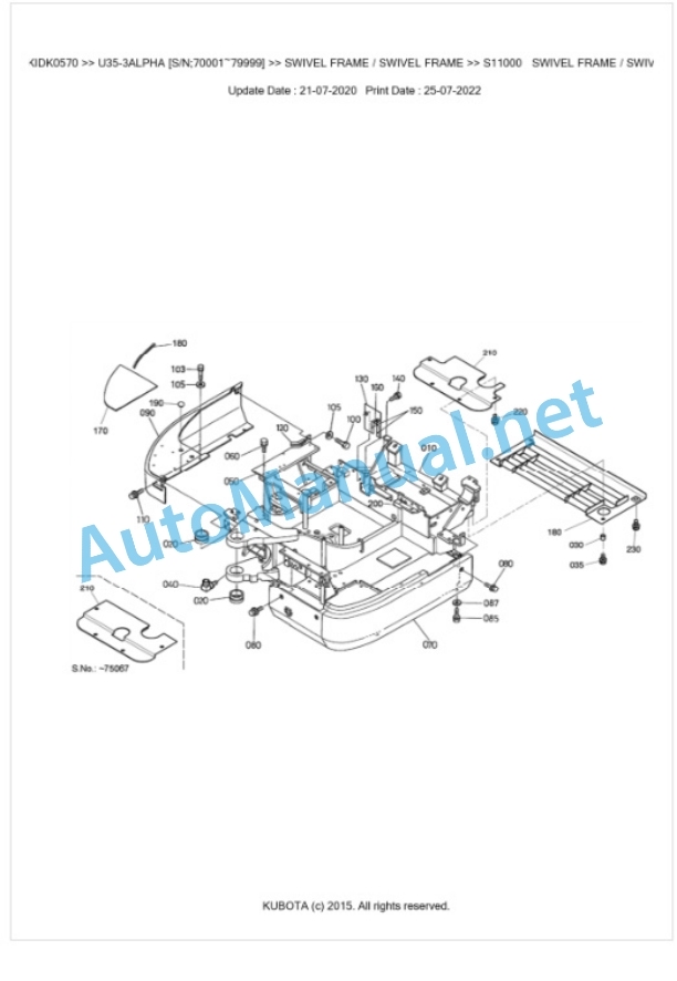 Kubota U35-3ALPHA Parts Manual PDF BKIDK0570-5