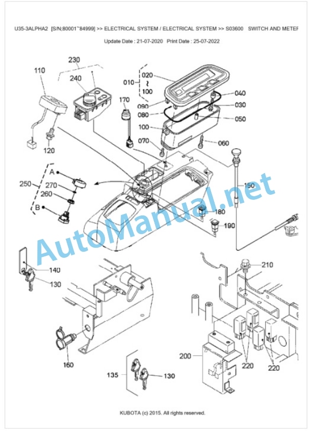 Kubota U35-3ALPHA2 Parts Manual PDF BKIDK0653-3