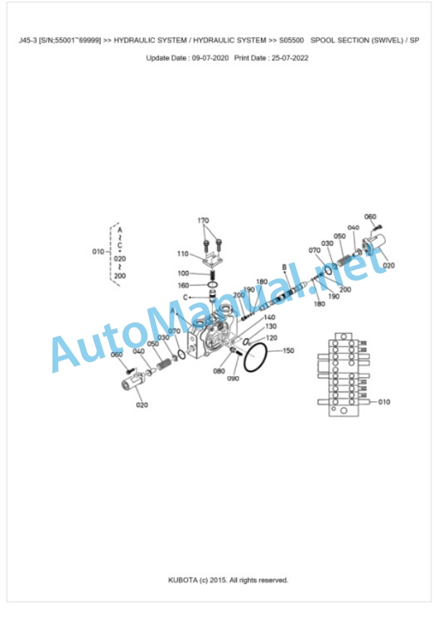 Kubota U45-3 Parts Manual PDF BKIDK0486-3