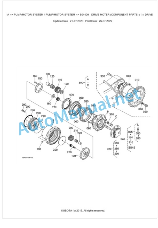 Kubota U50-3ALPHA Parts Manual PDF BKIDK0578-3