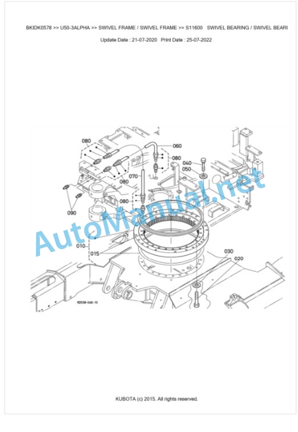 Kubota U50-3ALPHA Parts Manual PDF BKIDK0578-5