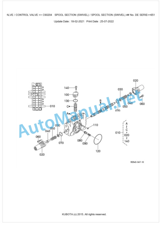 Kubota U50-5S Parts Manual PDF BKIDA5203-3