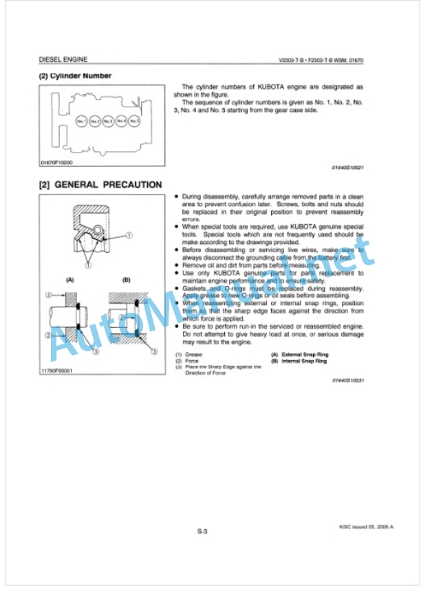 Kubota V2003-T-B, F2503-T-B Diesel Engine Workshop Manual PDF EN-FR-GER-3