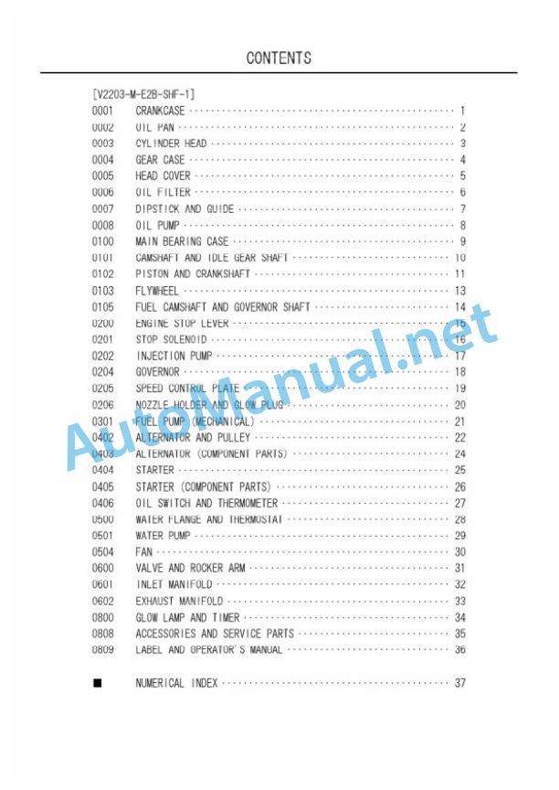 Kubota V2203-M-E2B-SHF-1 Diesel Engine Parts Manual PDF-2