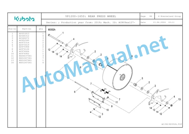 Kubota VP1200-1650 Parts Manual PDF-3